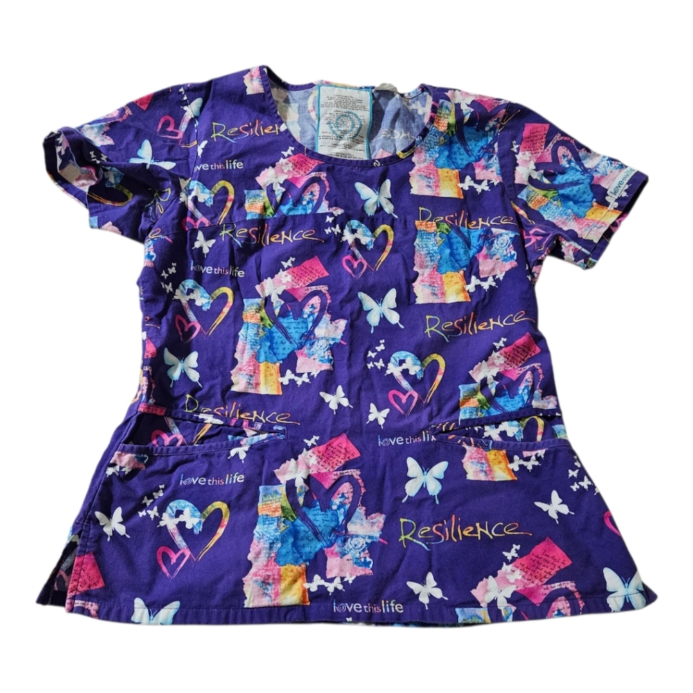 Love This Life Purple Resilience Scrub Top Size Small